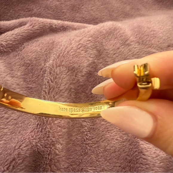 Kate Spade “Neapolitan” Gold and Silver Crystal Hinged Bangle Bracelet - Picture 3 of 4